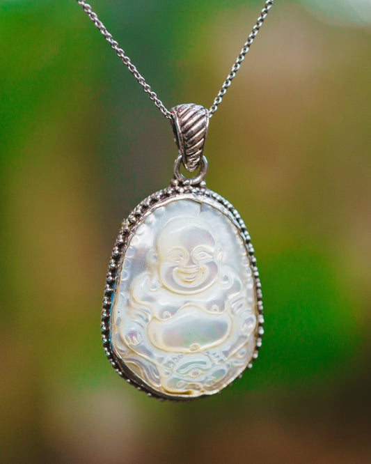 Mother of Pearl Laughing Buddha Pendant