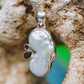 Sterling Silver Pearl & Garnet Pendants