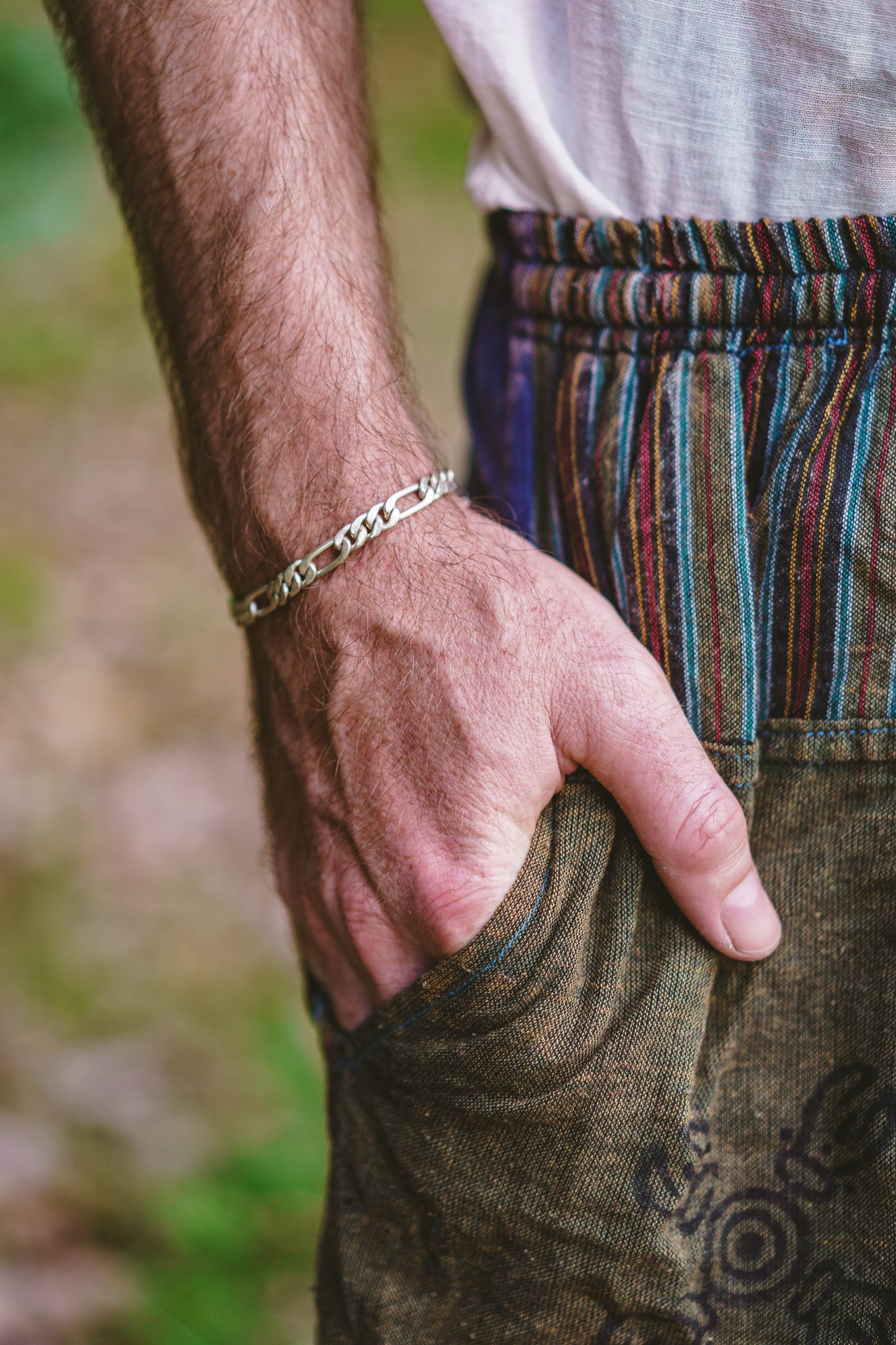 Shyama Cargo Shorts with Buddhist Astamangala Block Print