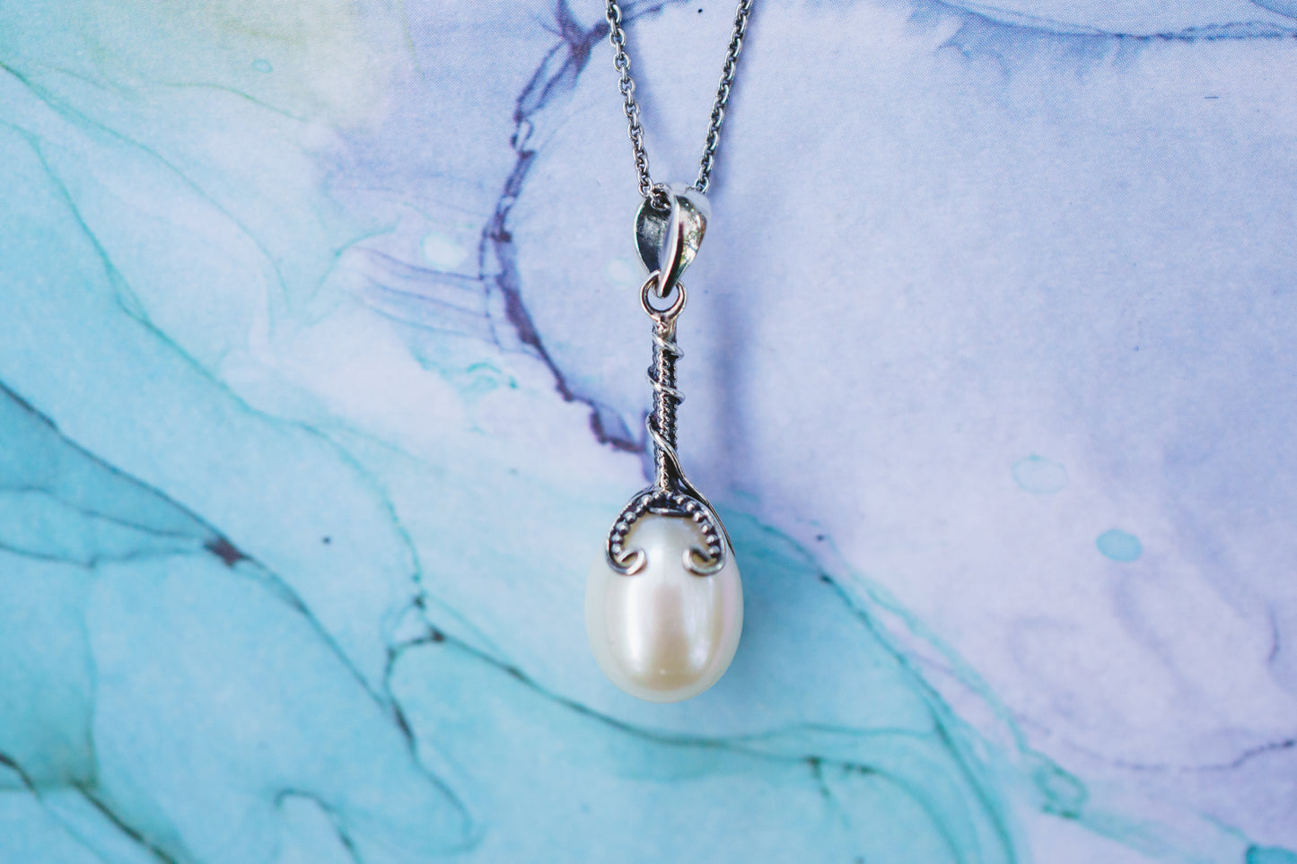 Sterling Silver Dangle Pearl Pendant