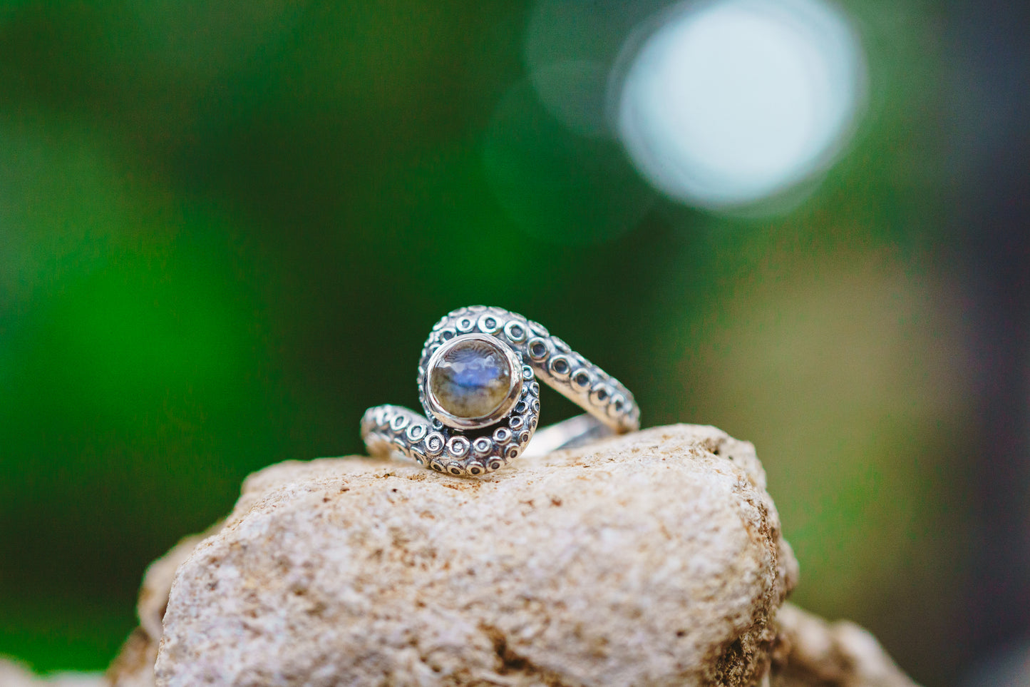 Sterling Silver Labradorite Octopus Ring