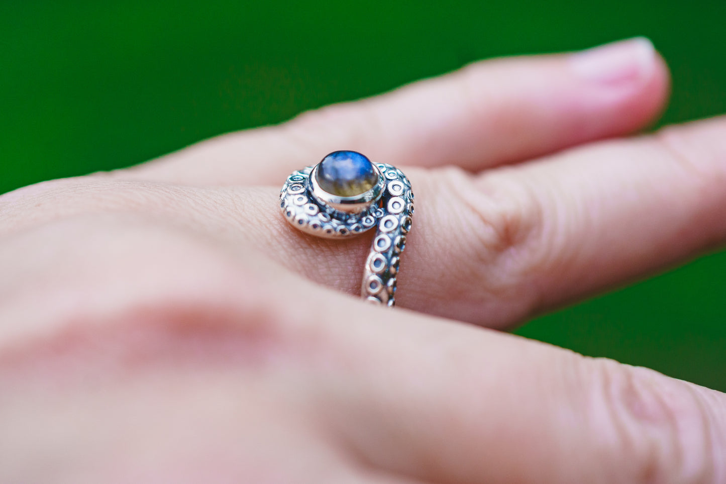 Sterling Silver Labradorite Octopus Ring