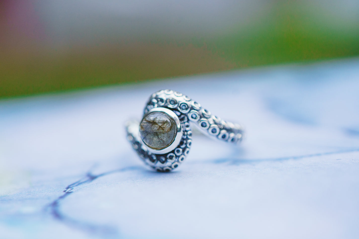 Sterling Silver Labradorite Octopus Ring