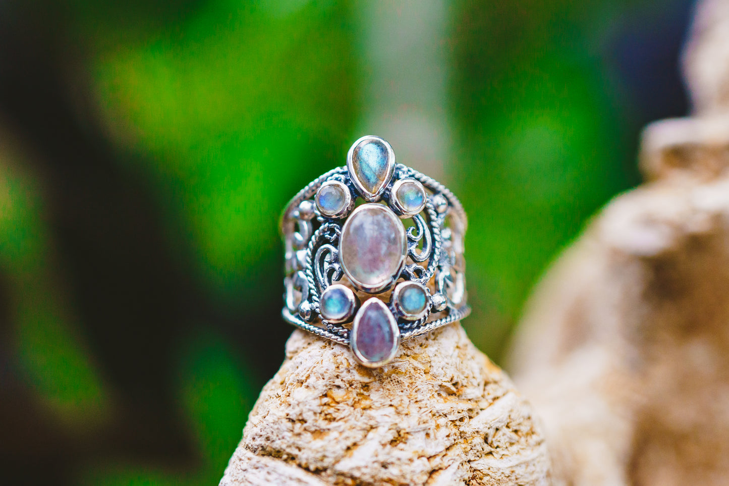 Sterling Silver Large Labradorite Ring