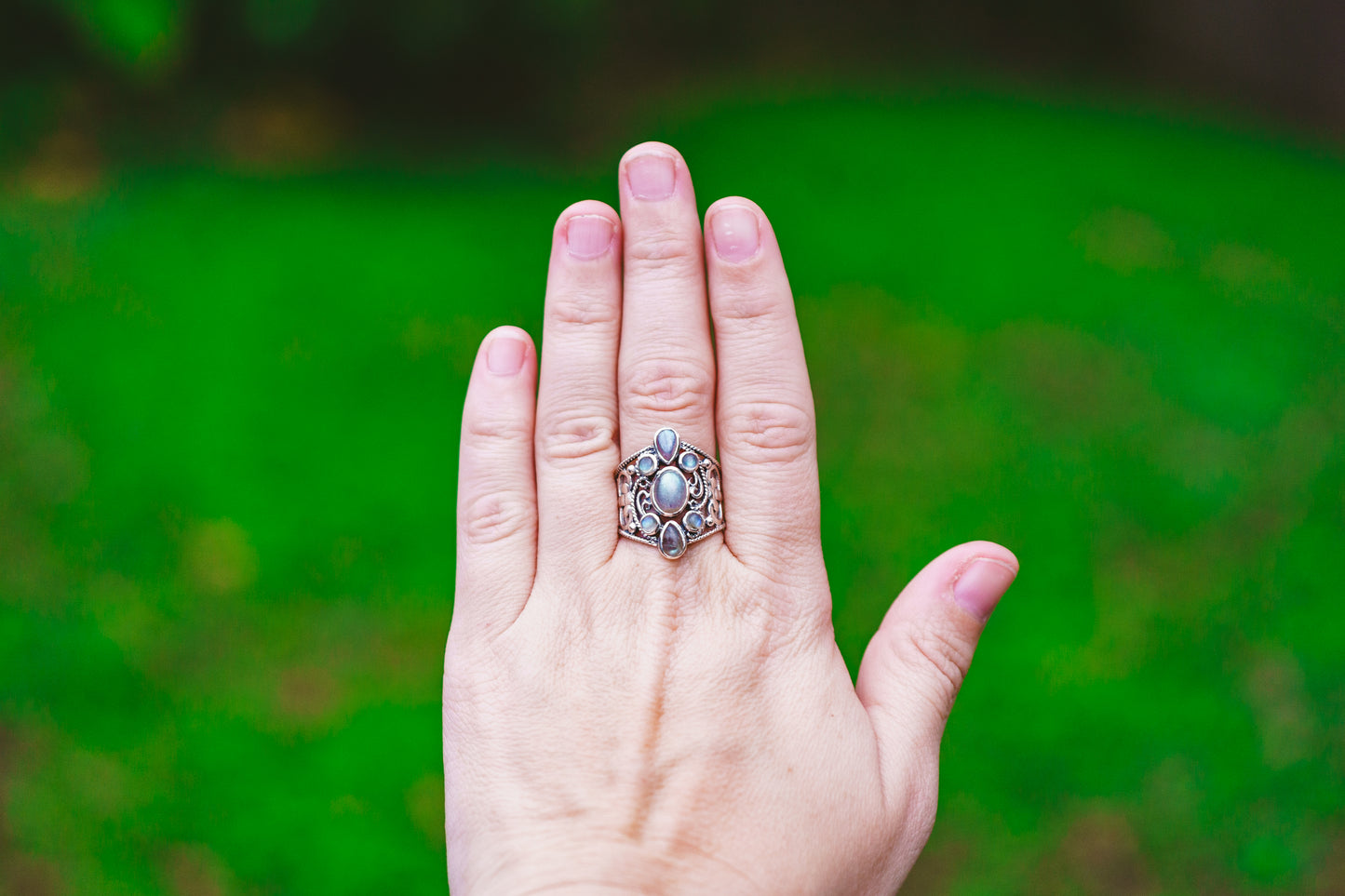 Sterling Silver Large Labradorite Ring