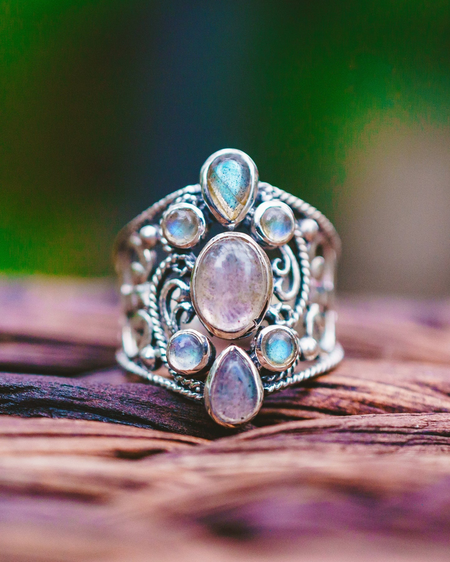 Sterling Silver Large Labradorite Ring