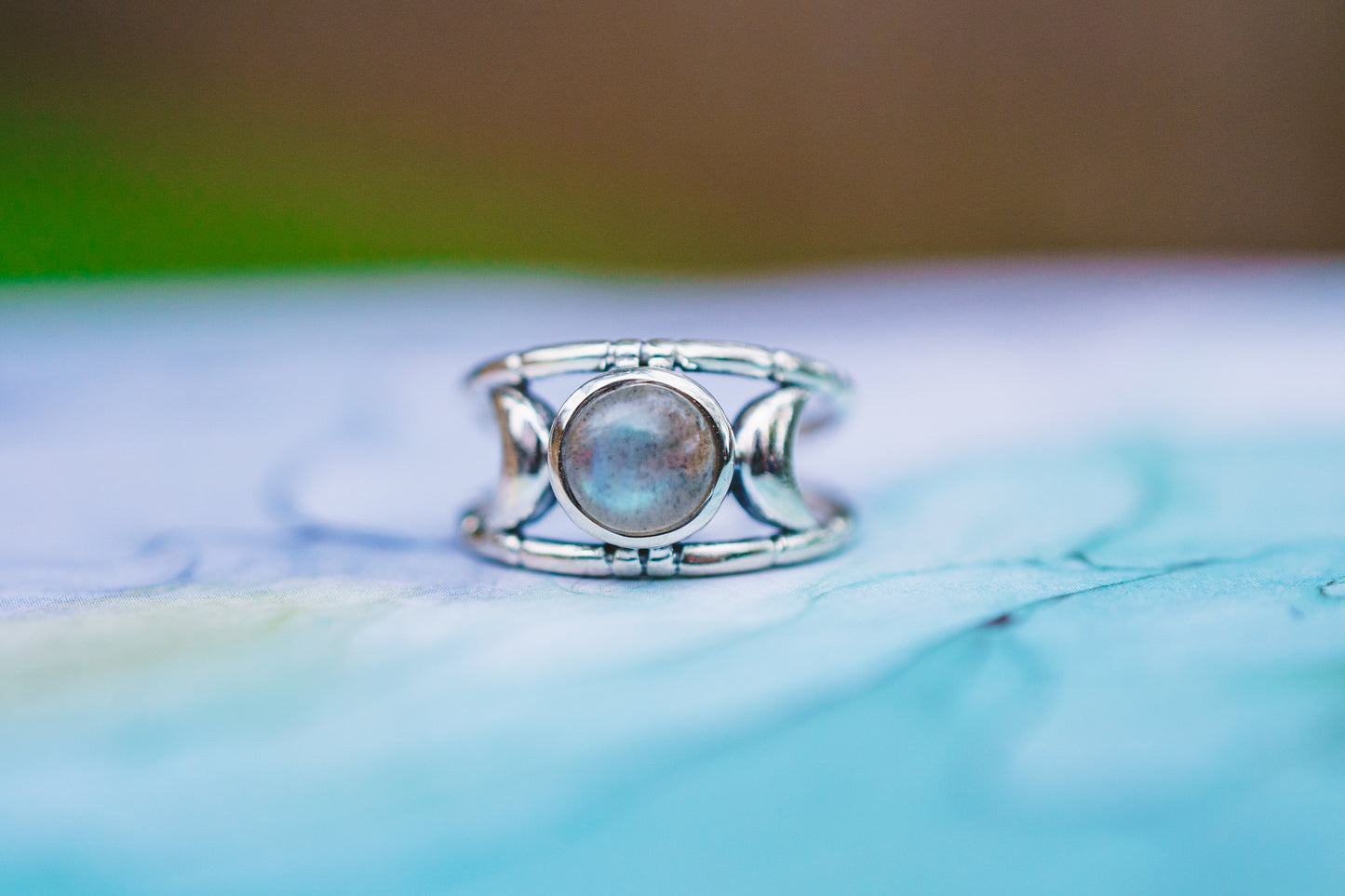 Sterling Silver Labradorite & Moonstone Moon Rings