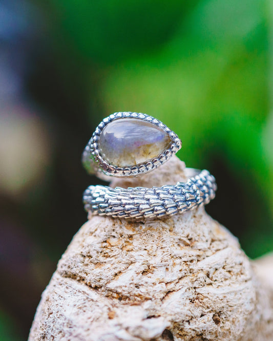 Sterling Silver Labradorite Snake Ring