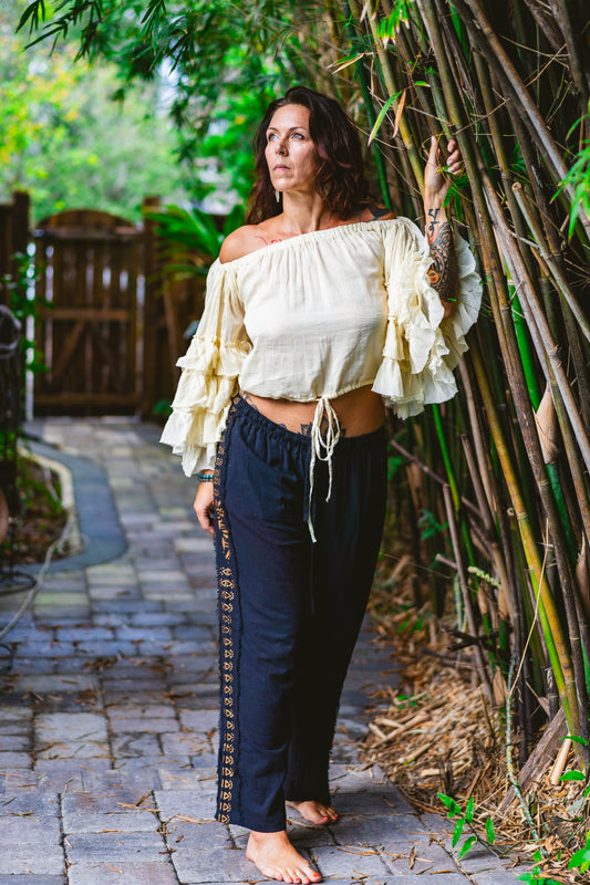 Desert Rose Cotton Ruffle Sleeve Top