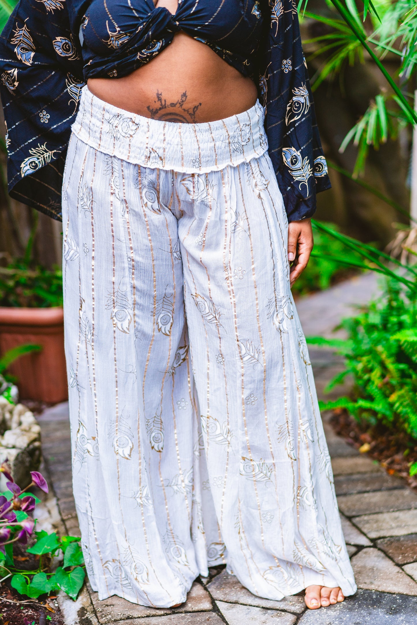 Golden Peacock Wide Leg Pants