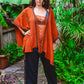 Desert Rose Woven Block Print Poncho