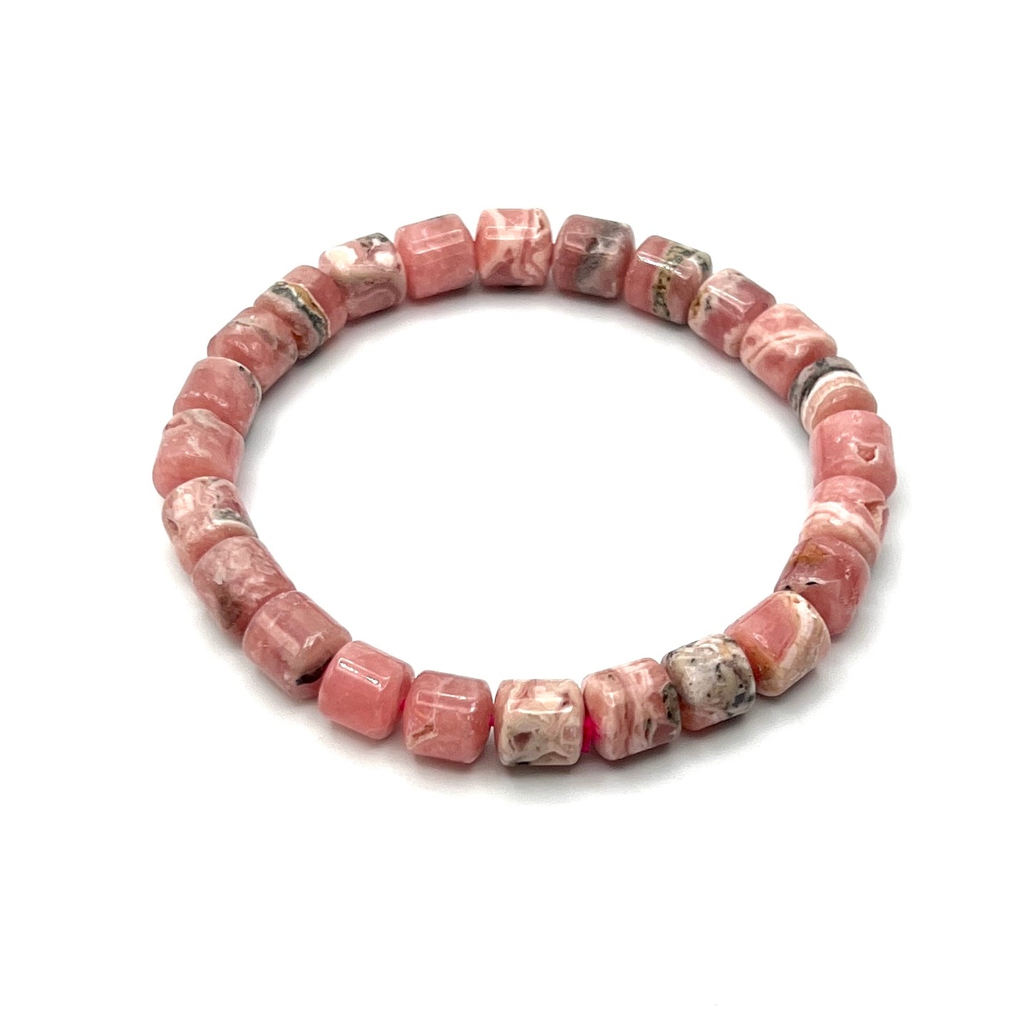 Rhodochrosite Tube Stretchy Bracelets