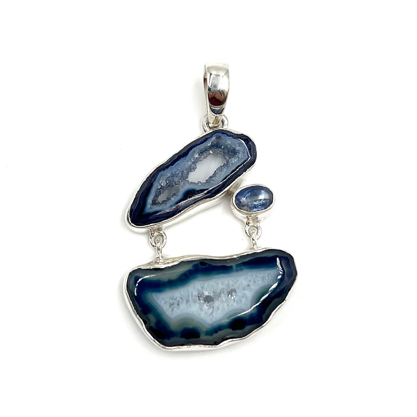 Blue Druzy Agate Pendants