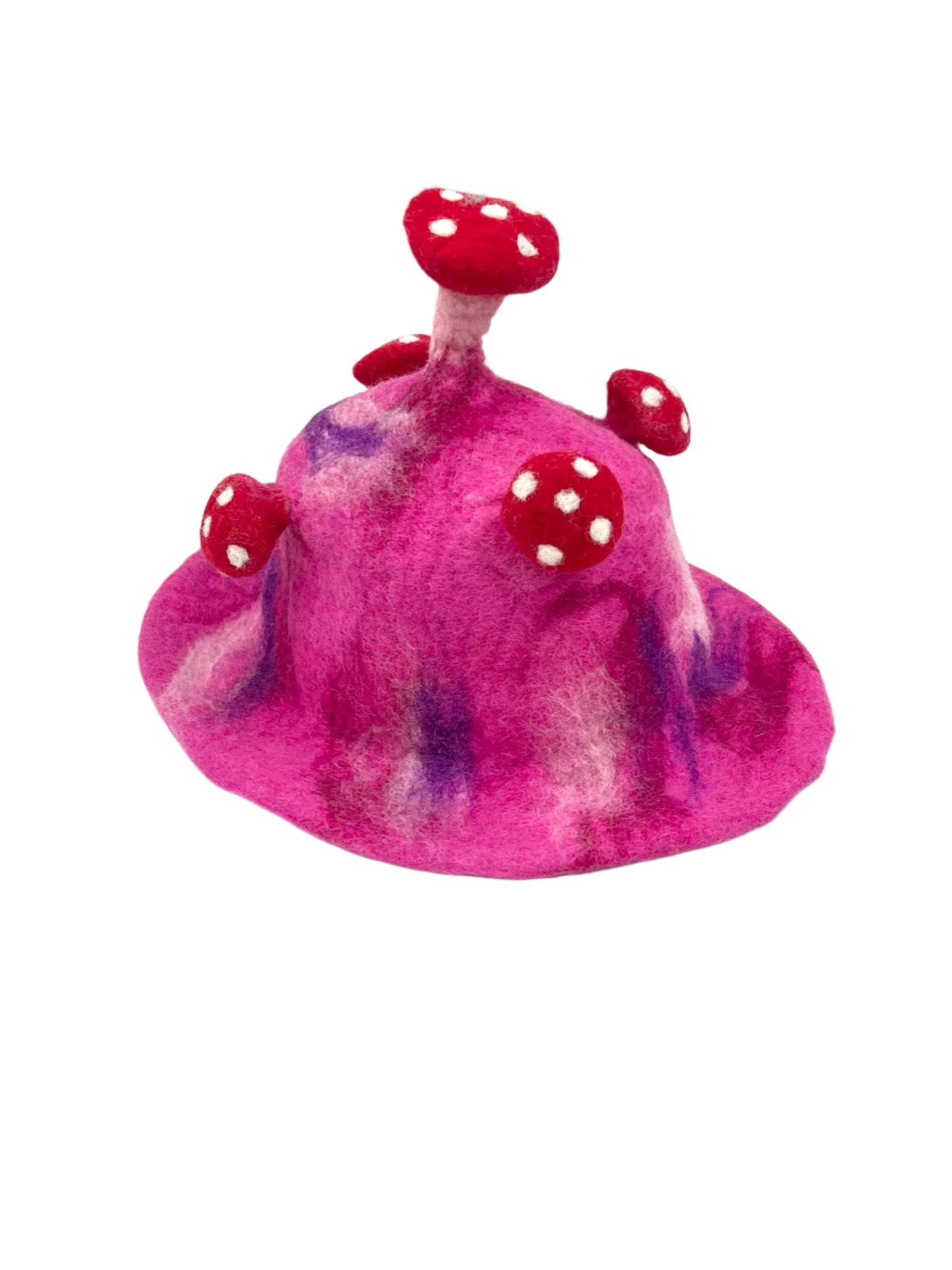 Hand felted Mushroom Wool Hats | Pink