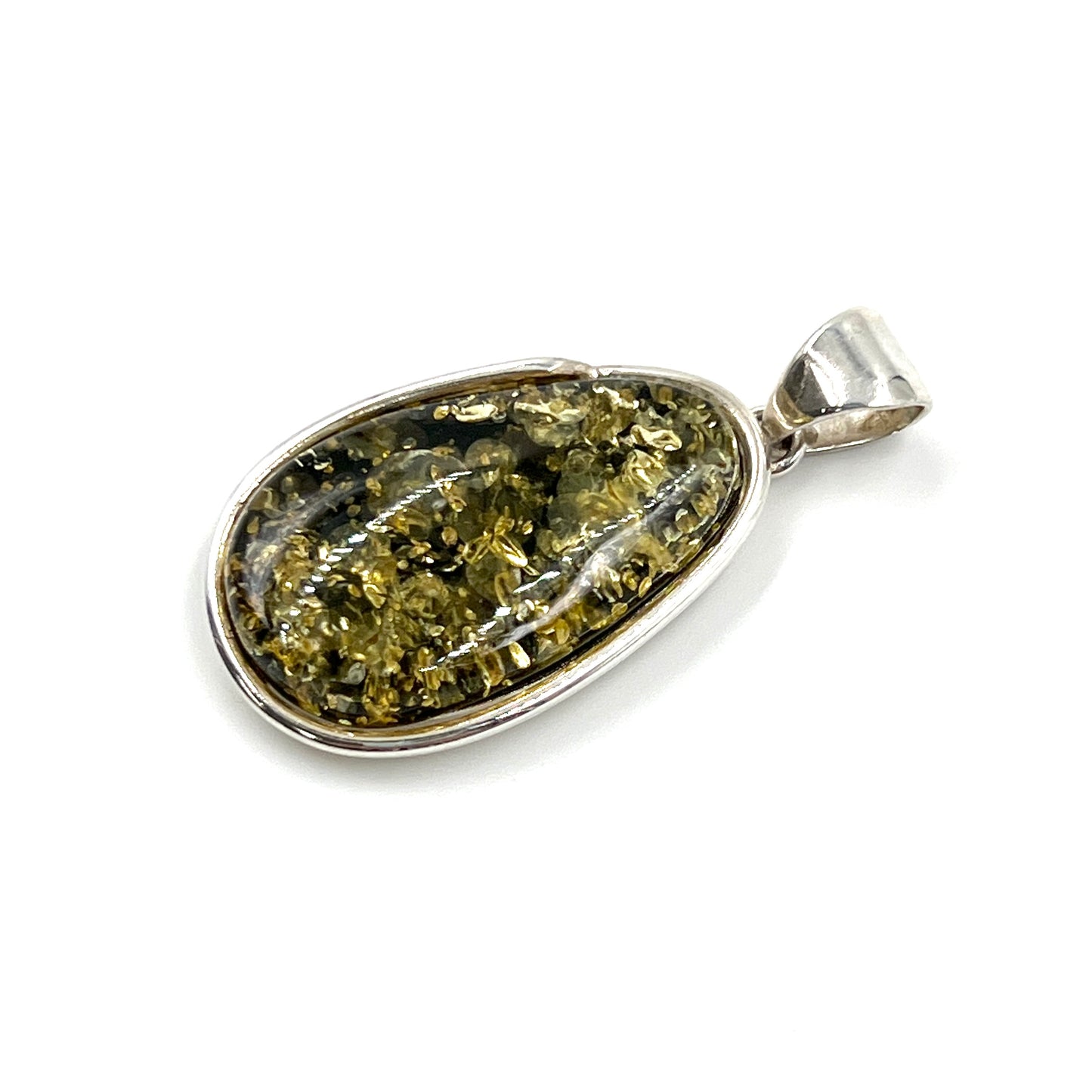 Green Amber Freeform Pendants