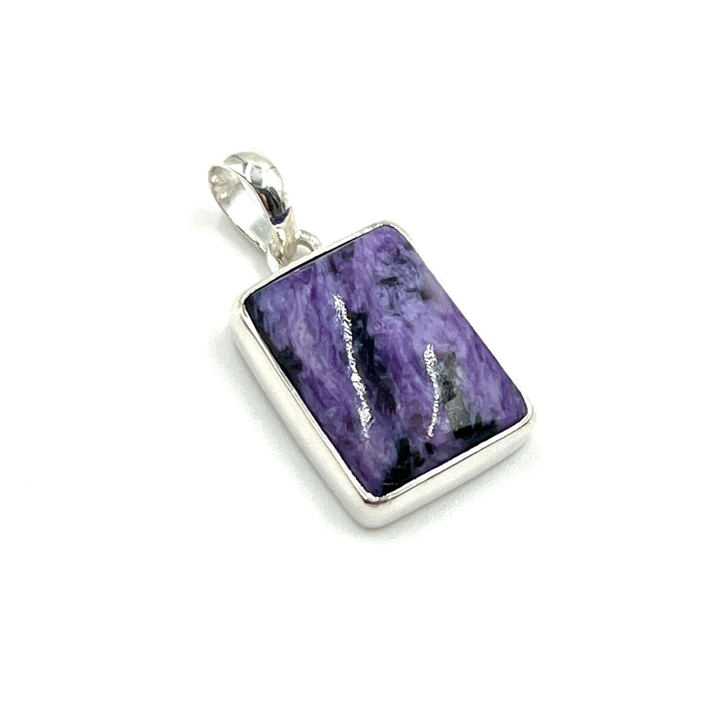 Sterling Silver Charoite Freeform Pendants