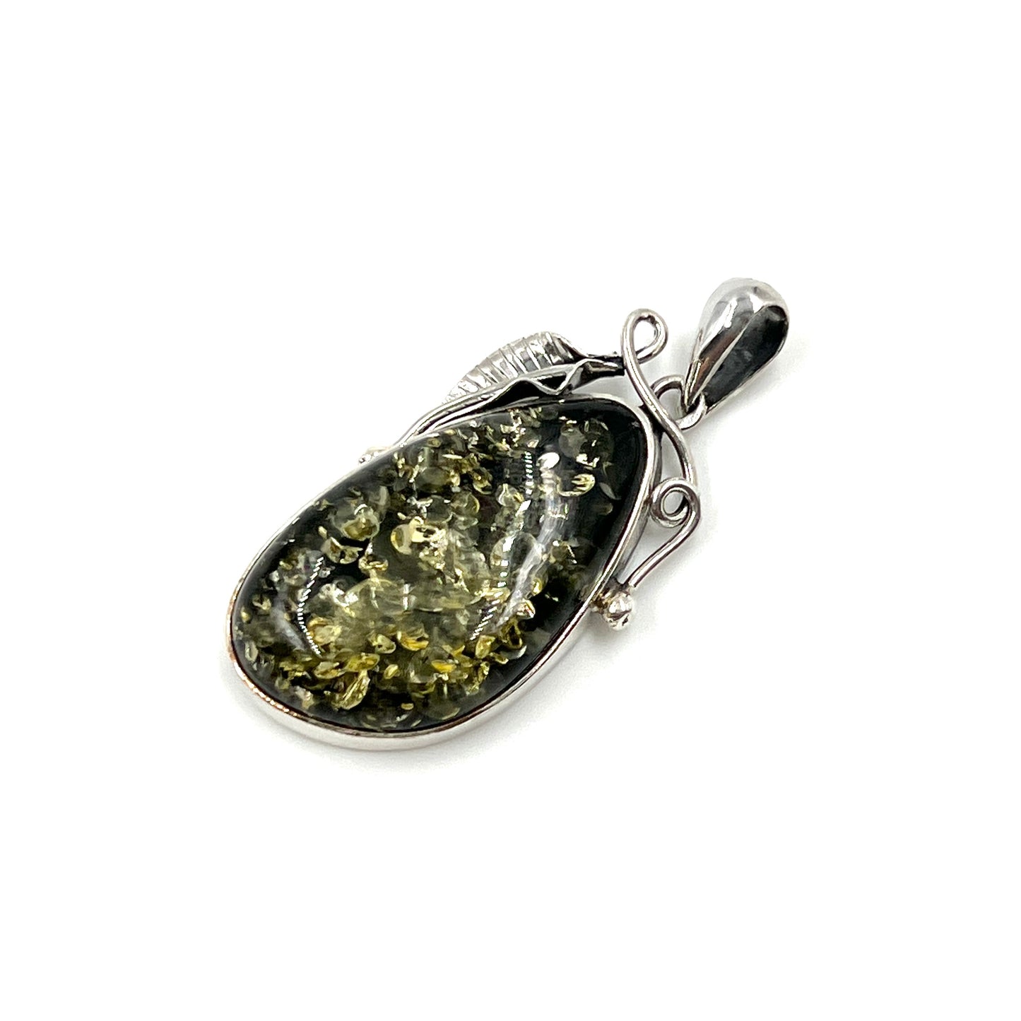 Green Amber Freeform Pendants