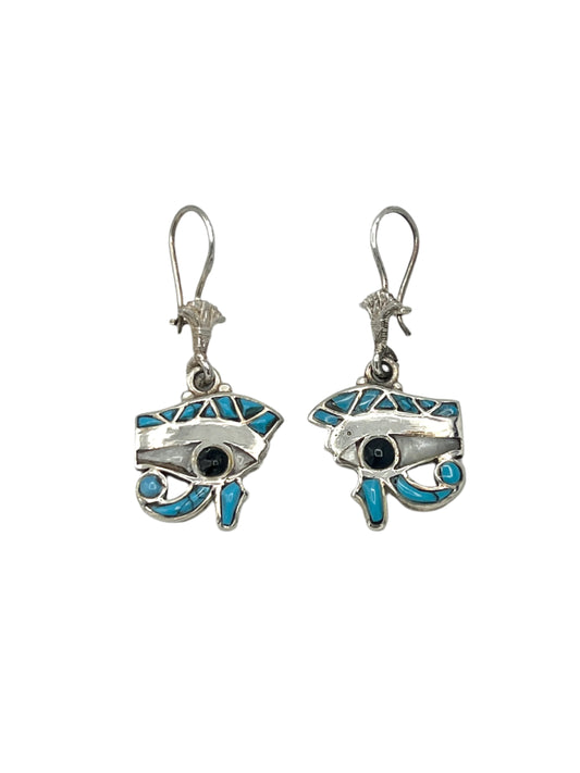 Silver Eye of Horus Earrings