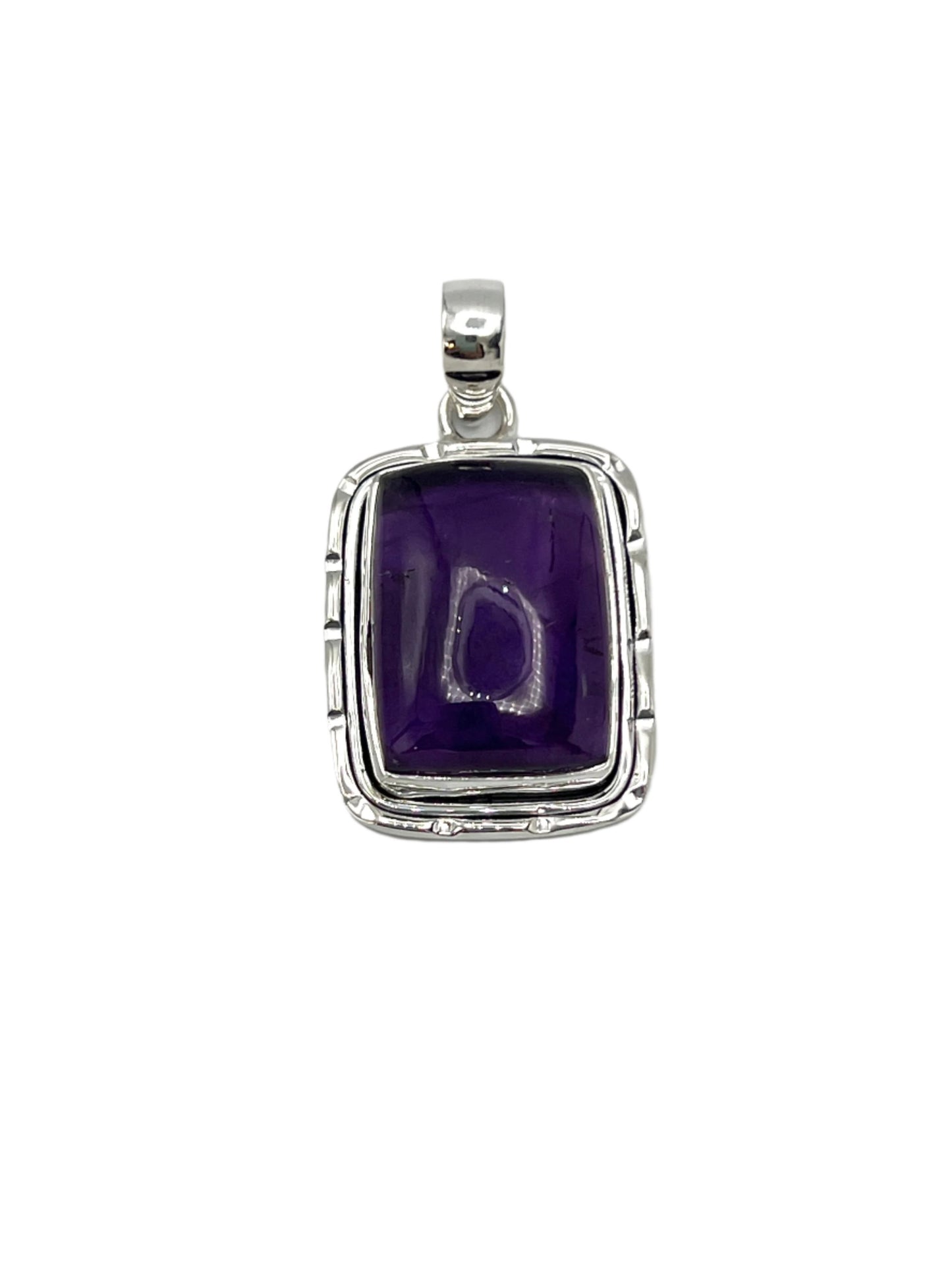 Sterling Silver Rectangle Amethyst Pendants