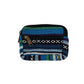 Striped fabric pouch with a zipper on a white background