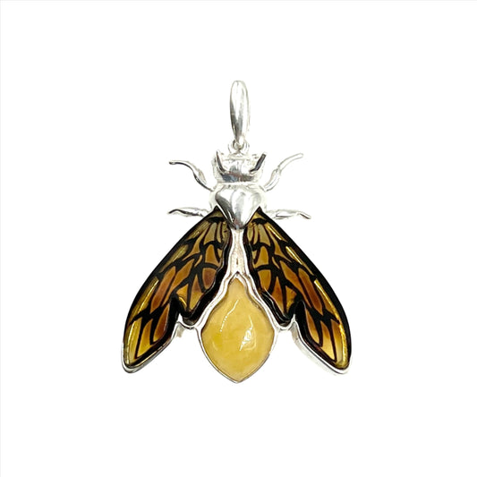 Sterling Silver Amber Queen Bee Pendant