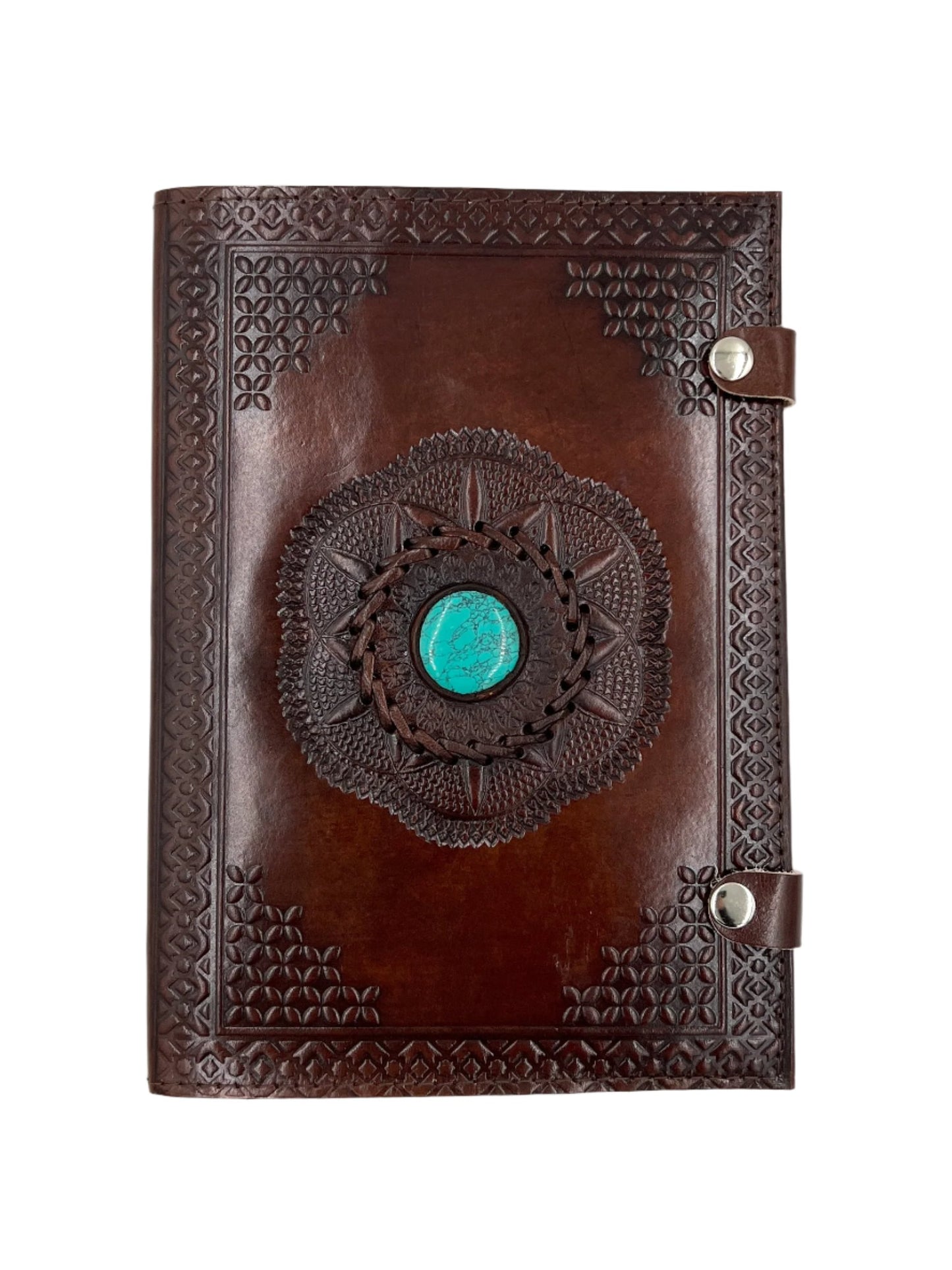 Camel Leather Gemstone Journal | Spiked Lotus | 10" x 7" x 1/2"