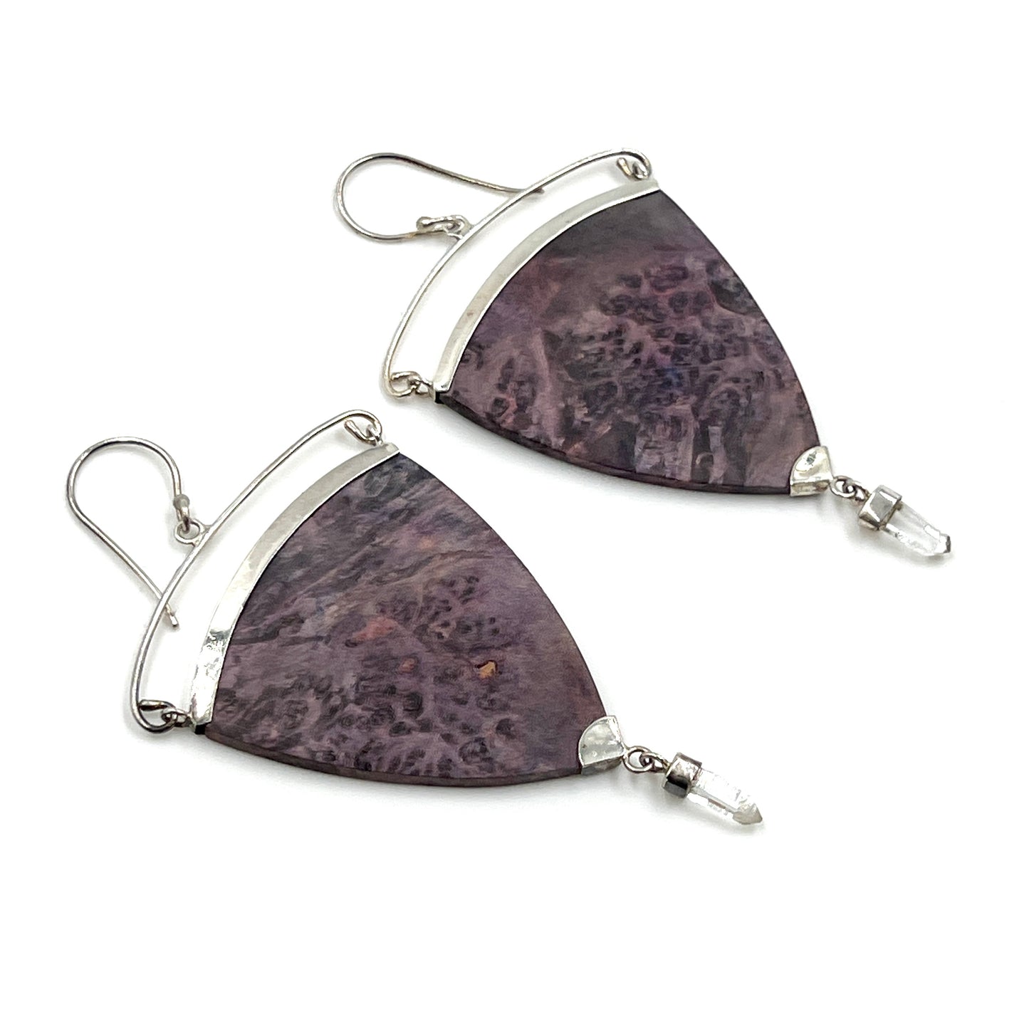 Sterling Silver Crystal & Burl Wood Earrings