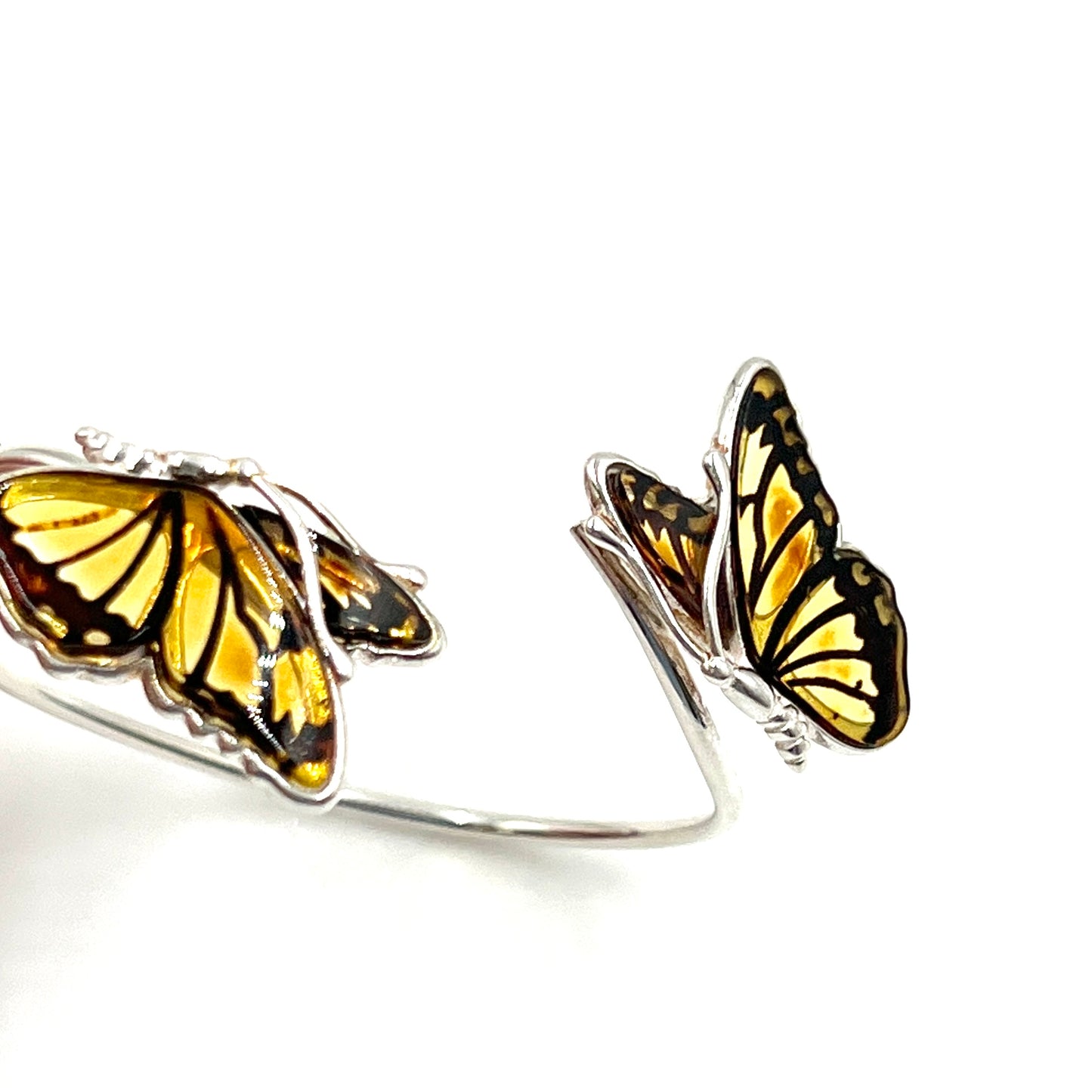 Sterling Silver Amber Butterfly Cuff
