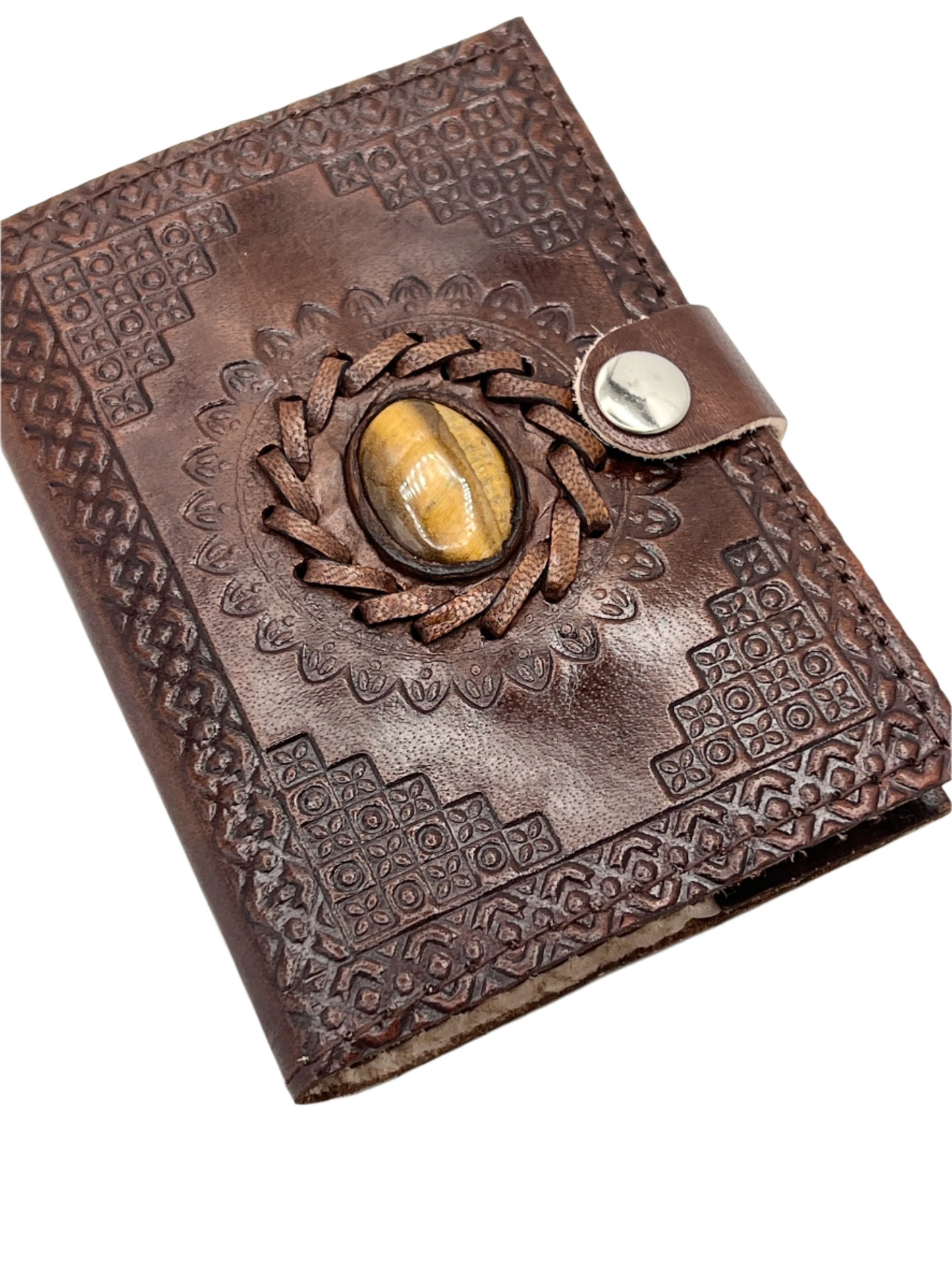 Camel Leather Gemstone Journal | Mandala | 5" x 3.5" x 1/2"