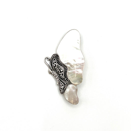Sterling Silver Mother of Pearl Butterfly Pendant/Brooch