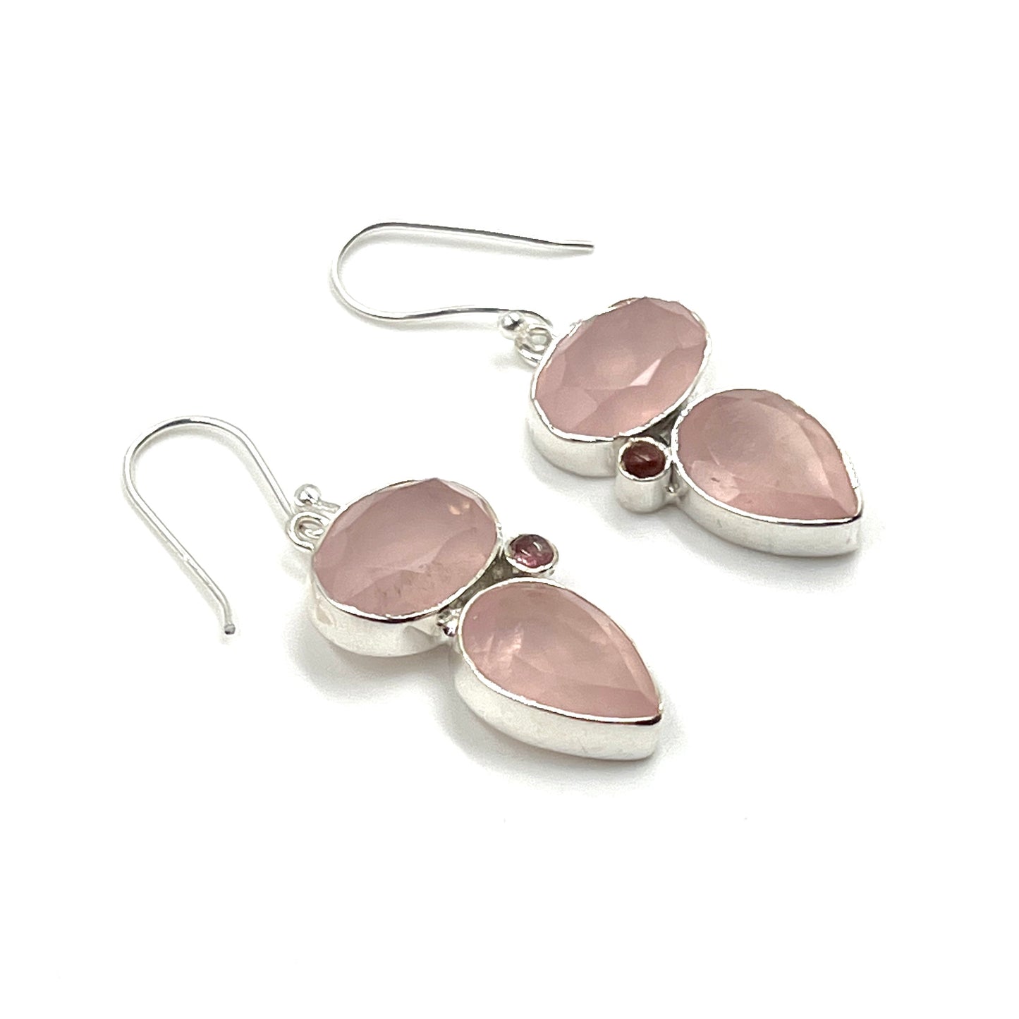 Teardrop Rose Quartz & Tourmaline Earrings