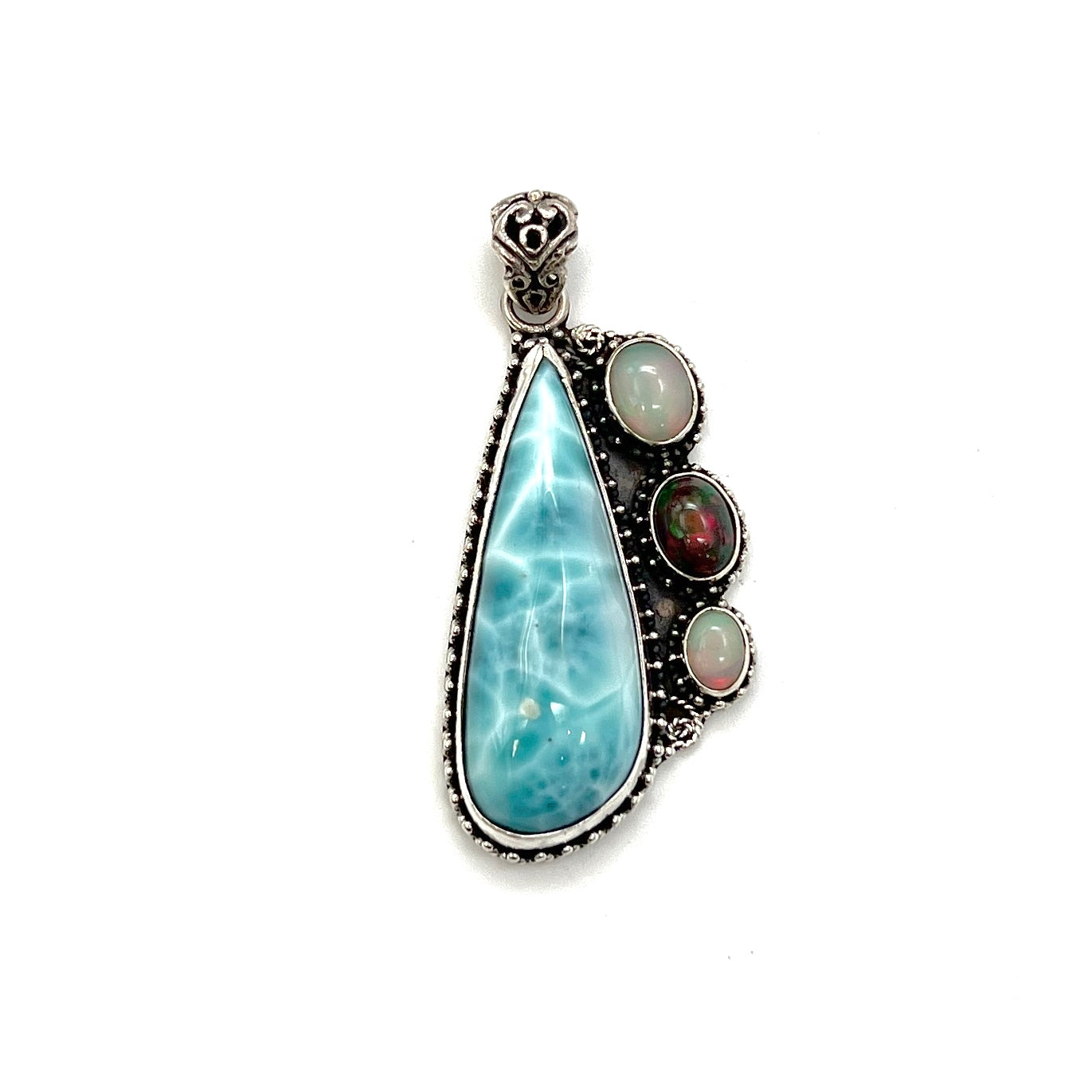 Sterling Silver Larimar & Triple Opal Pendants