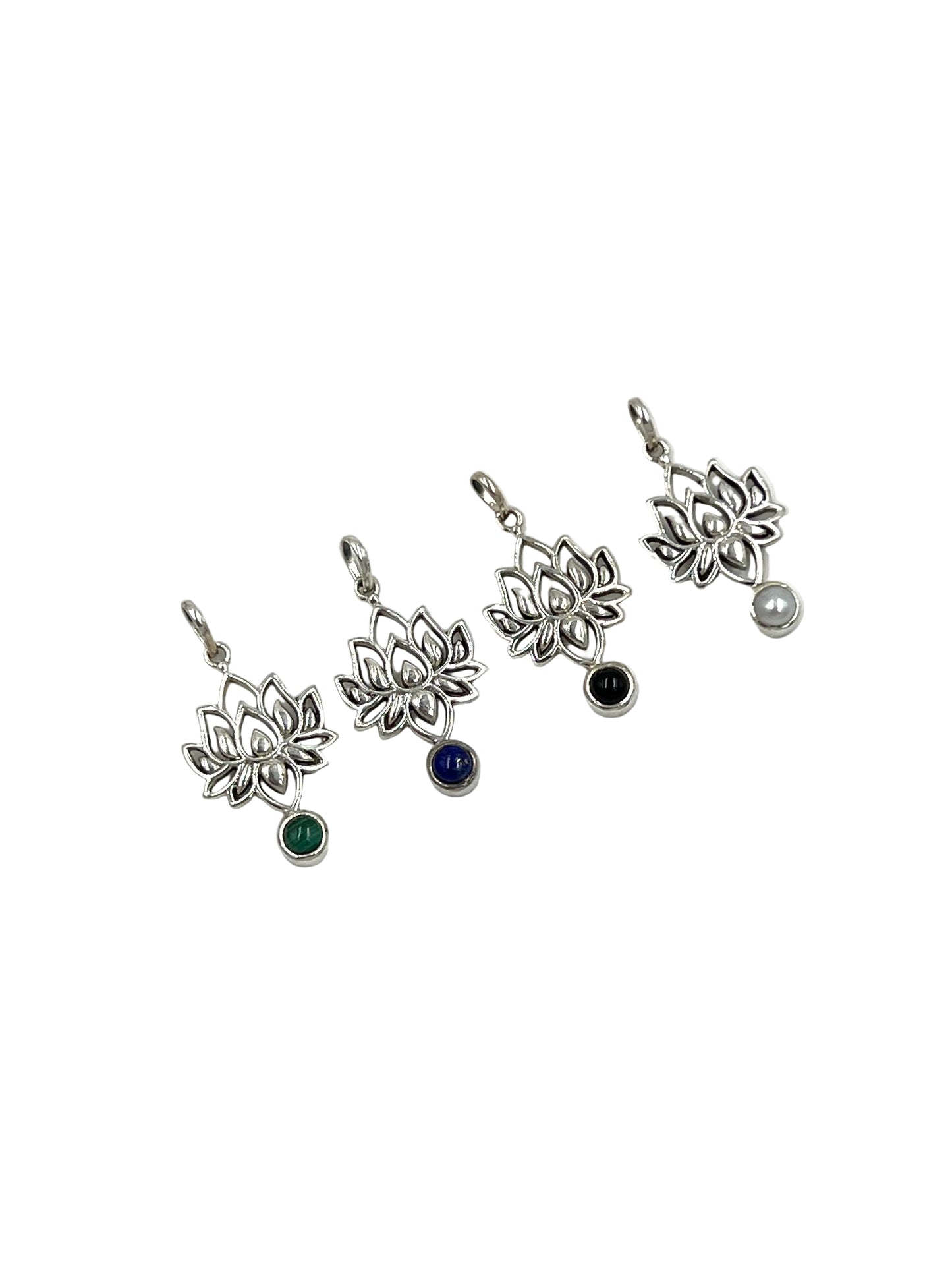 Gemstone Lotus Pendants