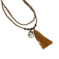 Brass Charm & Tassel Beaded Necklace
