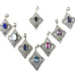 Sterling Silver Hand carved Diamond Shape Pendants