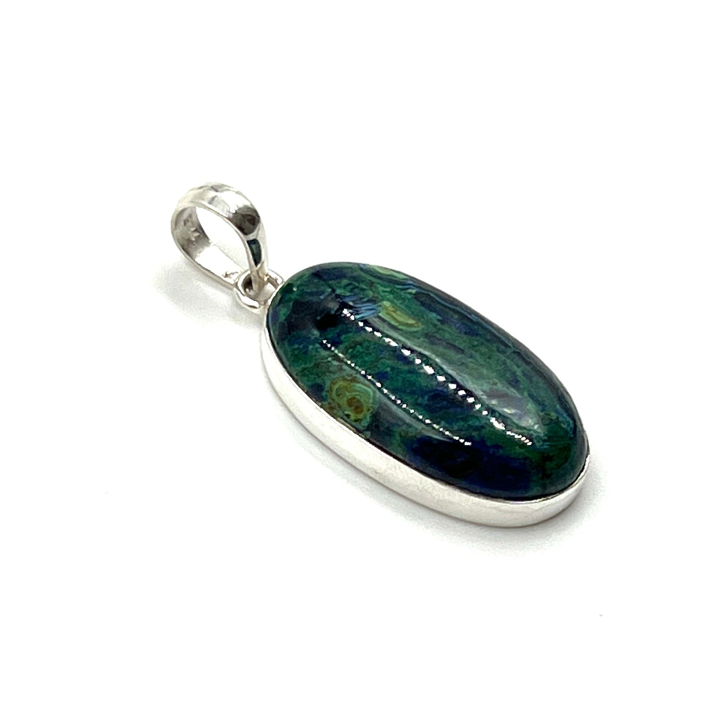 Sterling Silver Azurite Malachite Oval Pendants