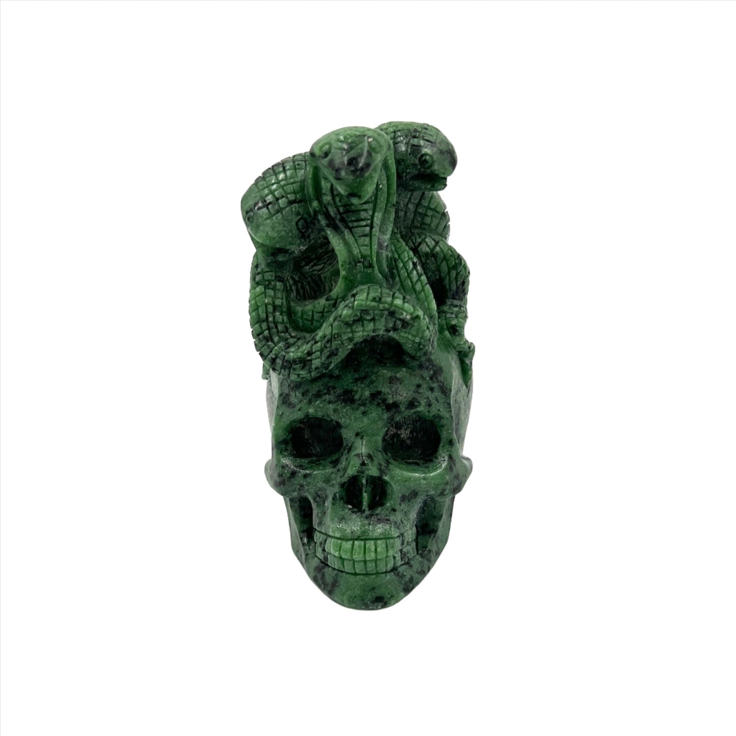 Zoisite Skull with Snakes