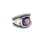 Sterling Silver Square Gemstone Hammered Rings