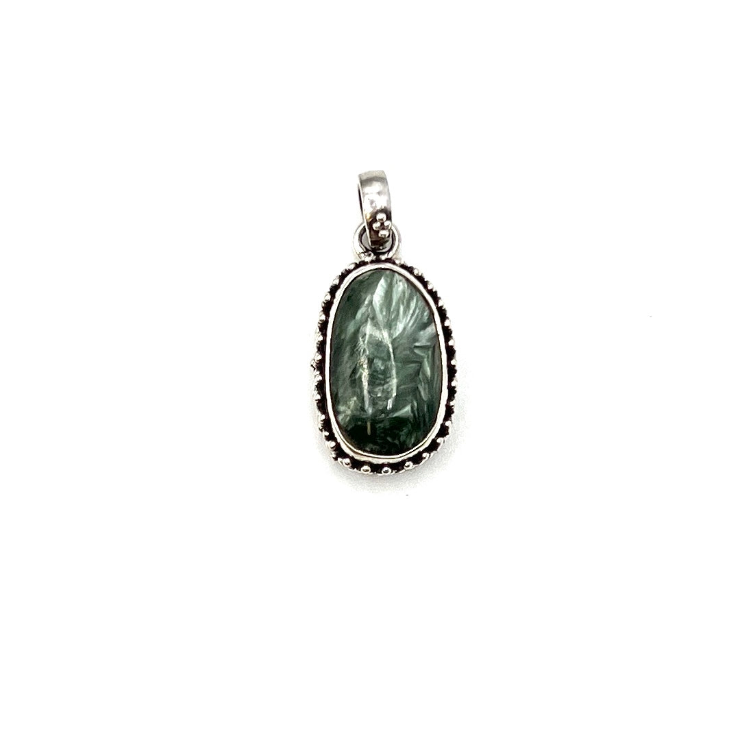 Sterling Silver Beaded Seraphinite Pendants