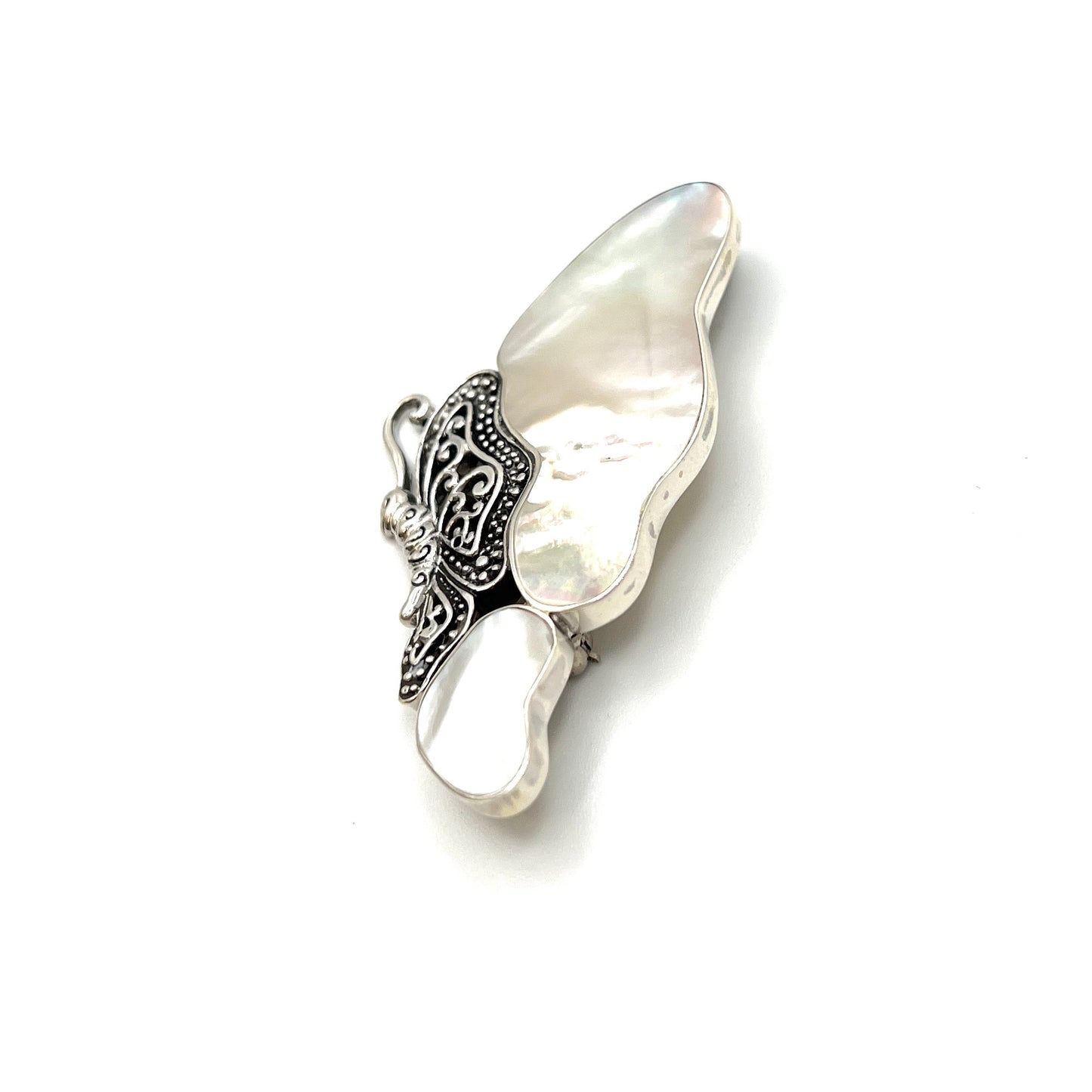 Sterling Silver Mother of Pearl Butterfly Pendant/Brooch