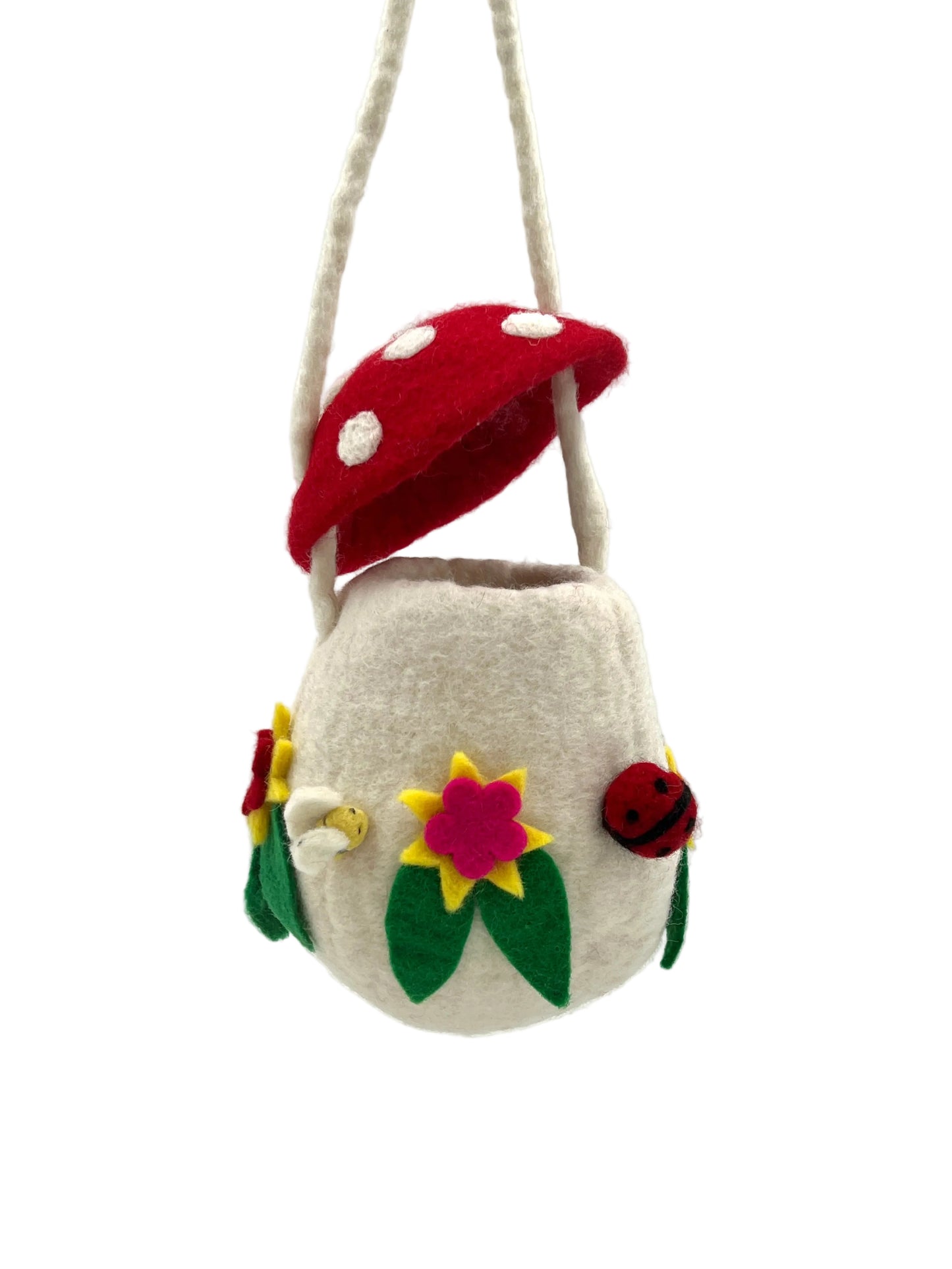 Hand felted Red Mushroom Bag