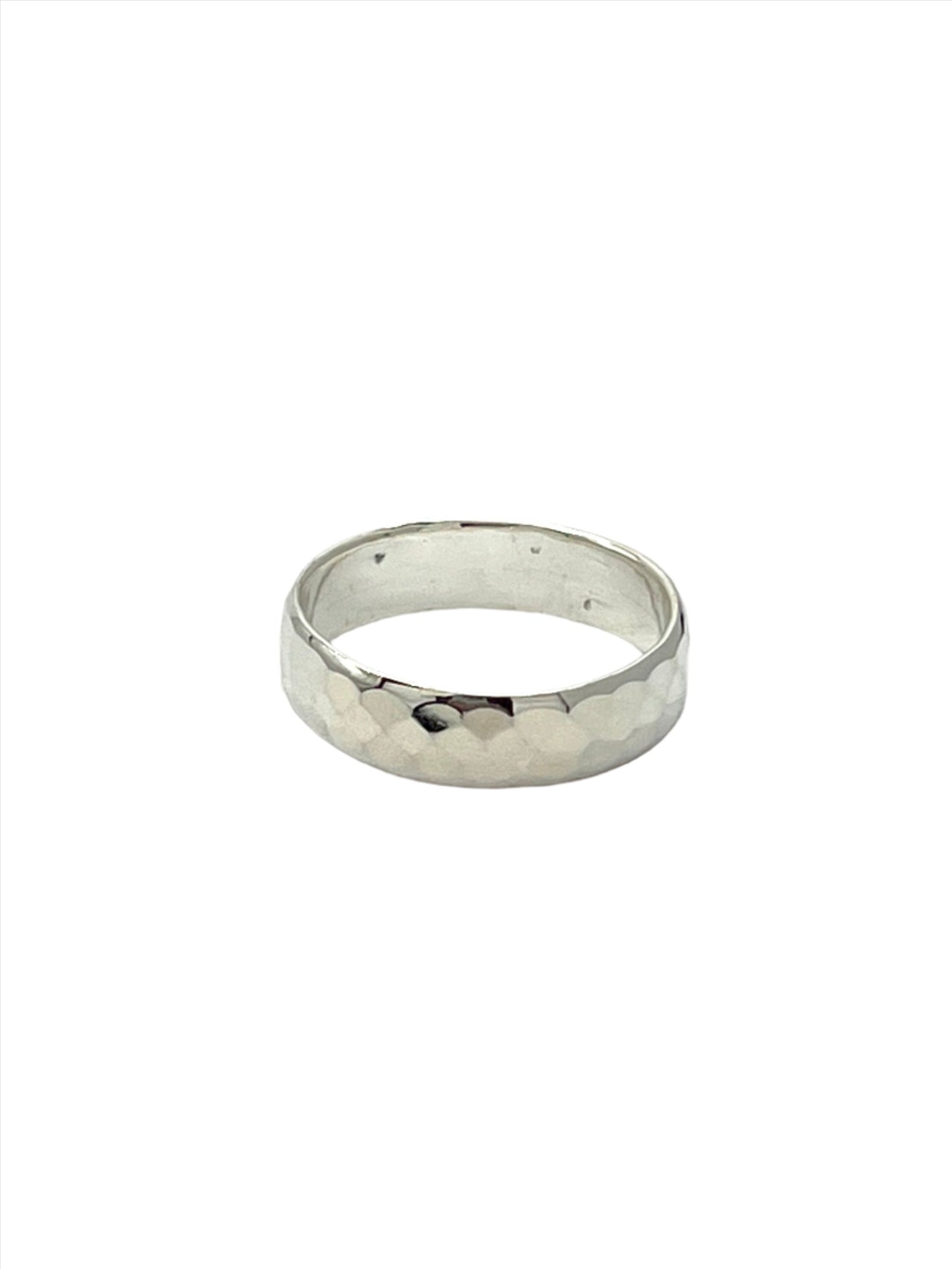 Sterling Silver Wide Curved Hammered Ring