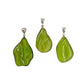 Silver Green Amber Freeform Pendants
