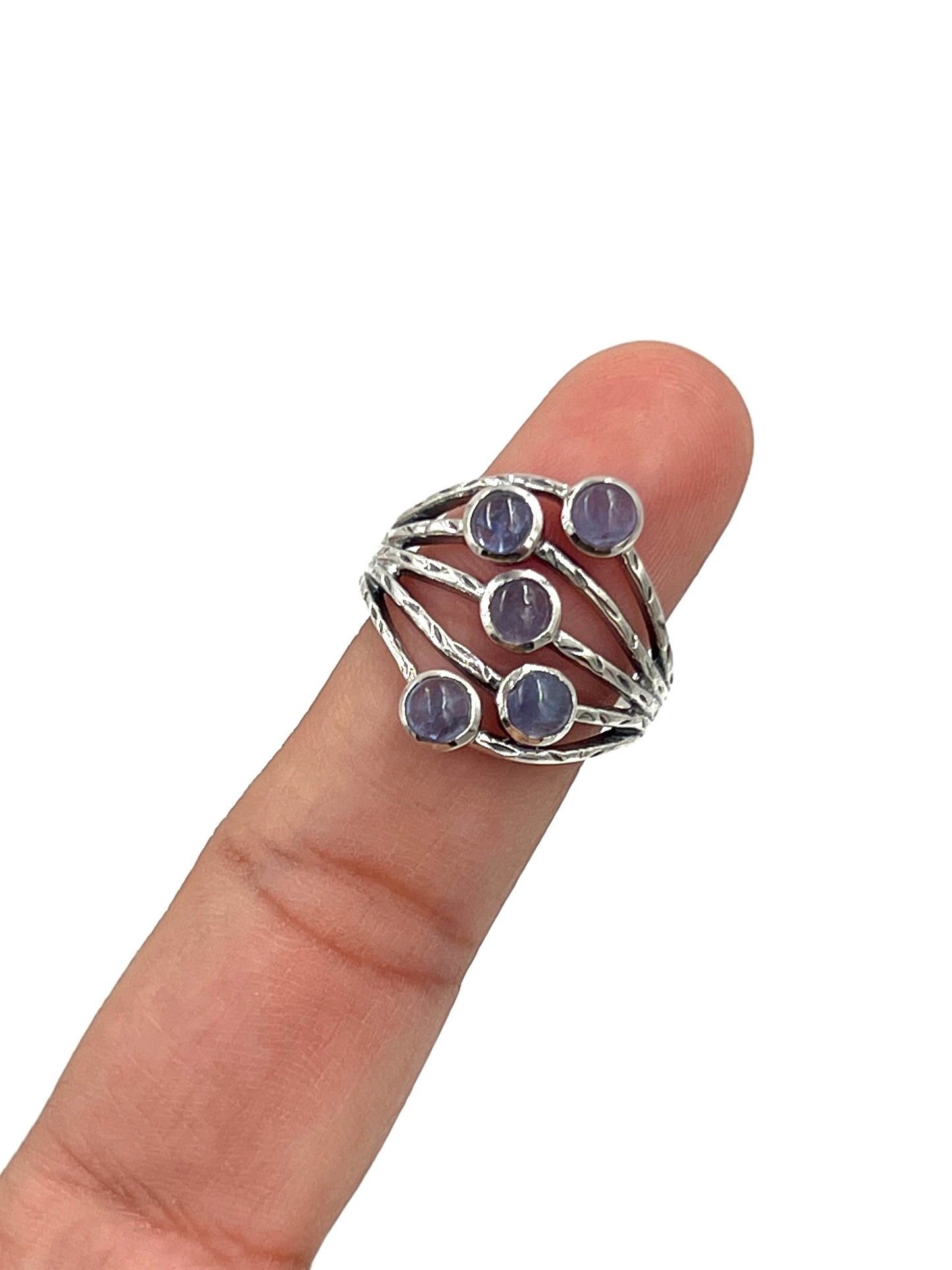 Multi Tanzanite Etched Ring