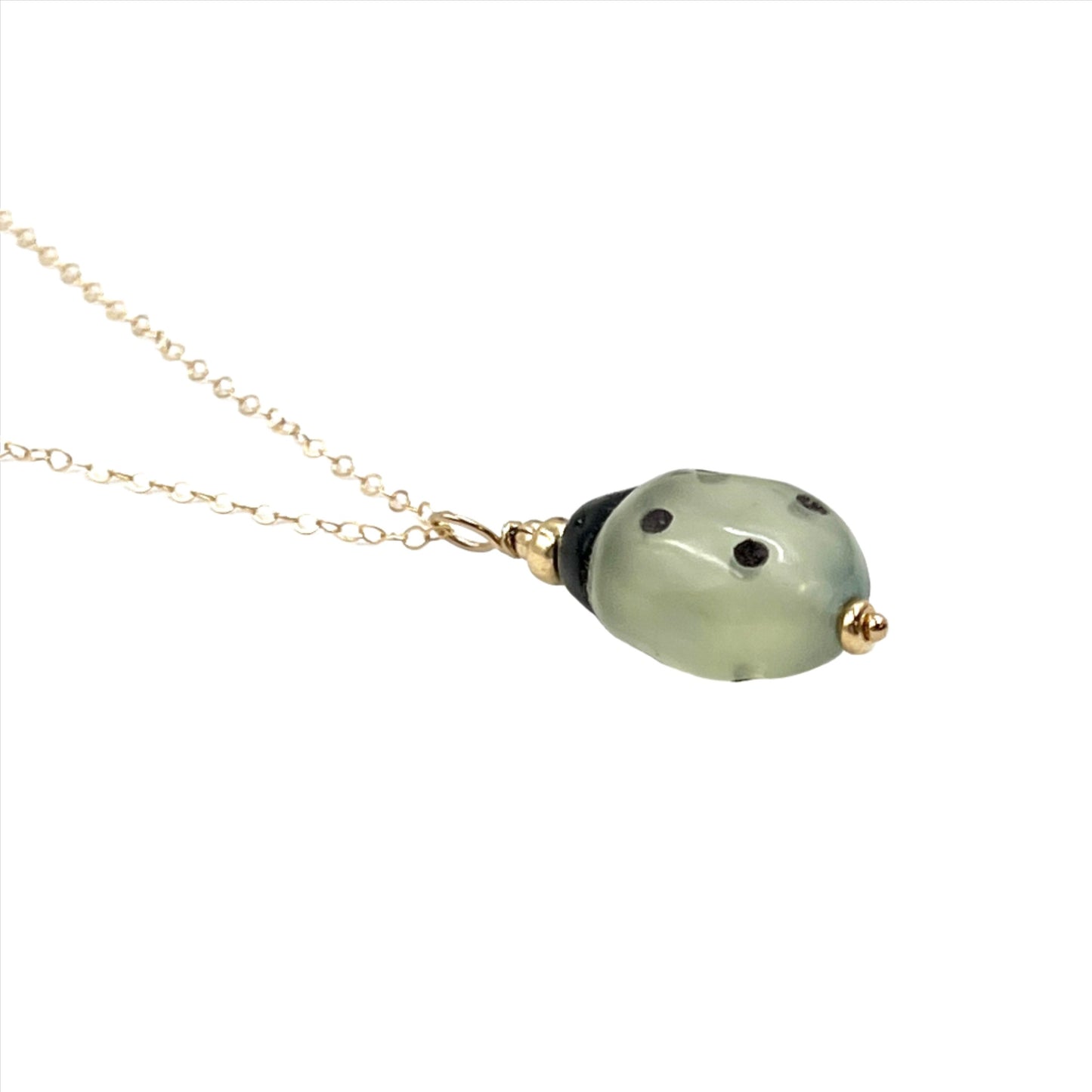 Jade Lady Bug Gold Filled Necklace