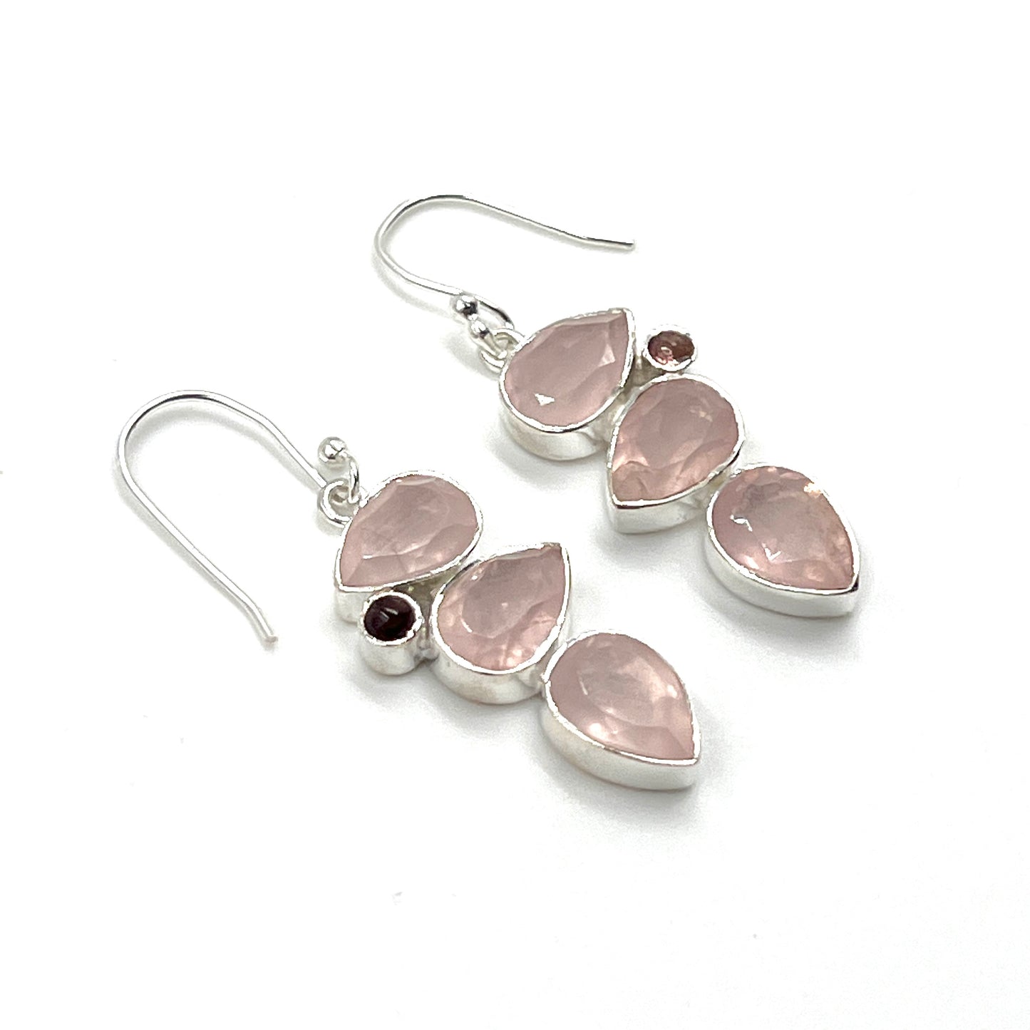 Teardrop Rose Quartz & Tourmaline Earrings