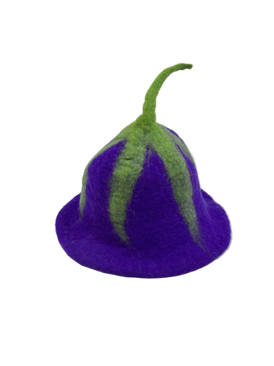 Hand felted Eggplant Wool Hats