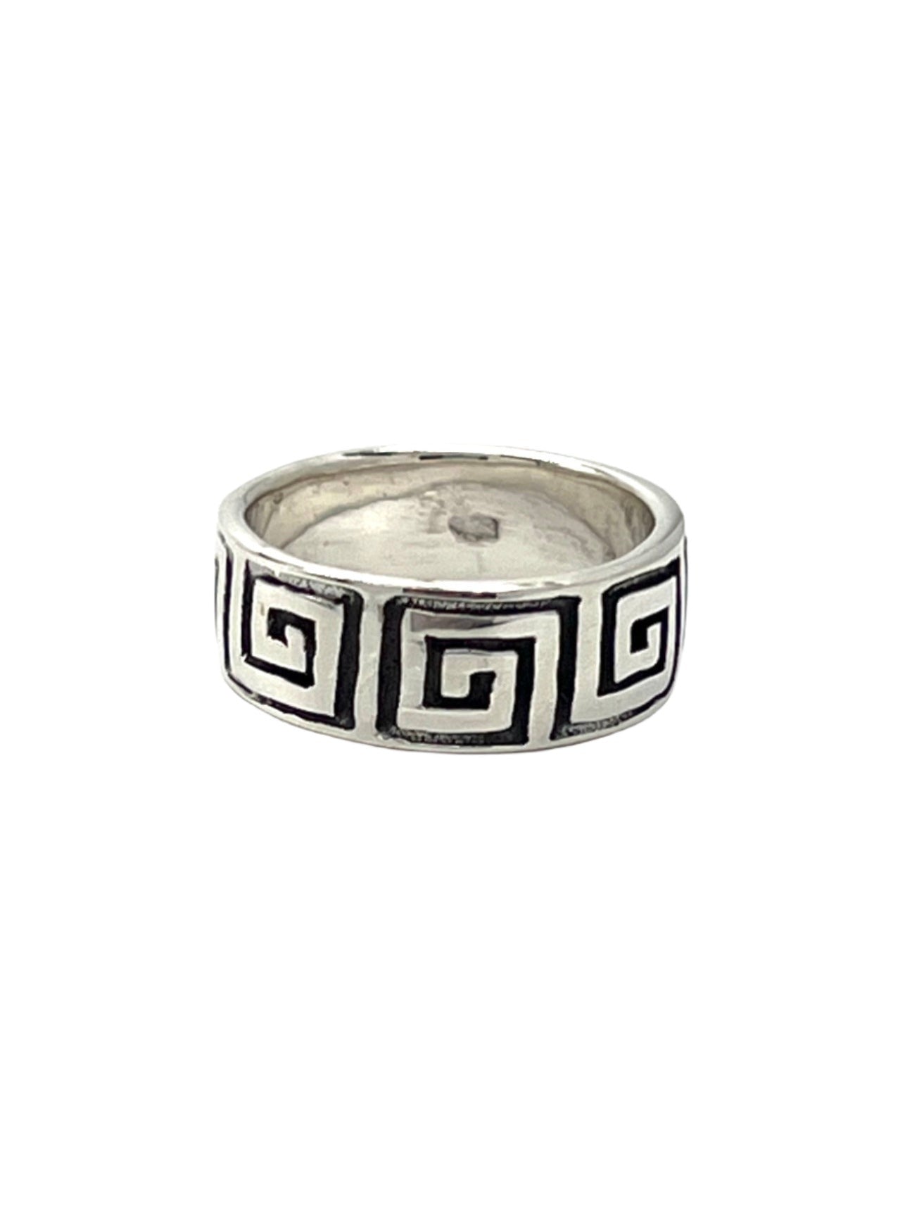 Sterling Silver Greek Meander Wide Ring