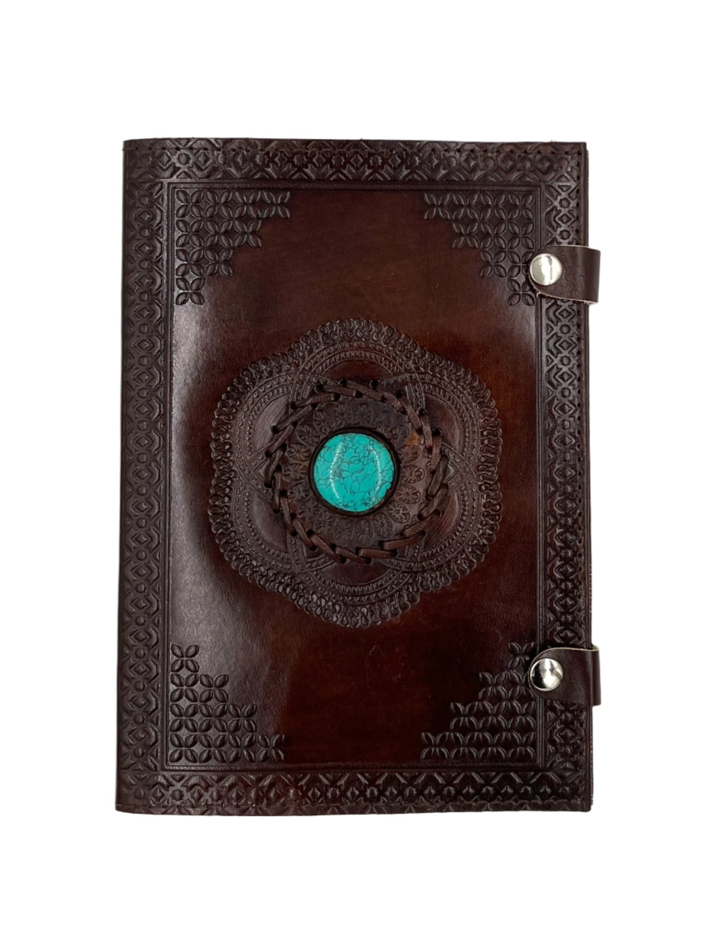 Camel Leather Gemstone Journal | Lotus | 10" x 7" x 1/2"