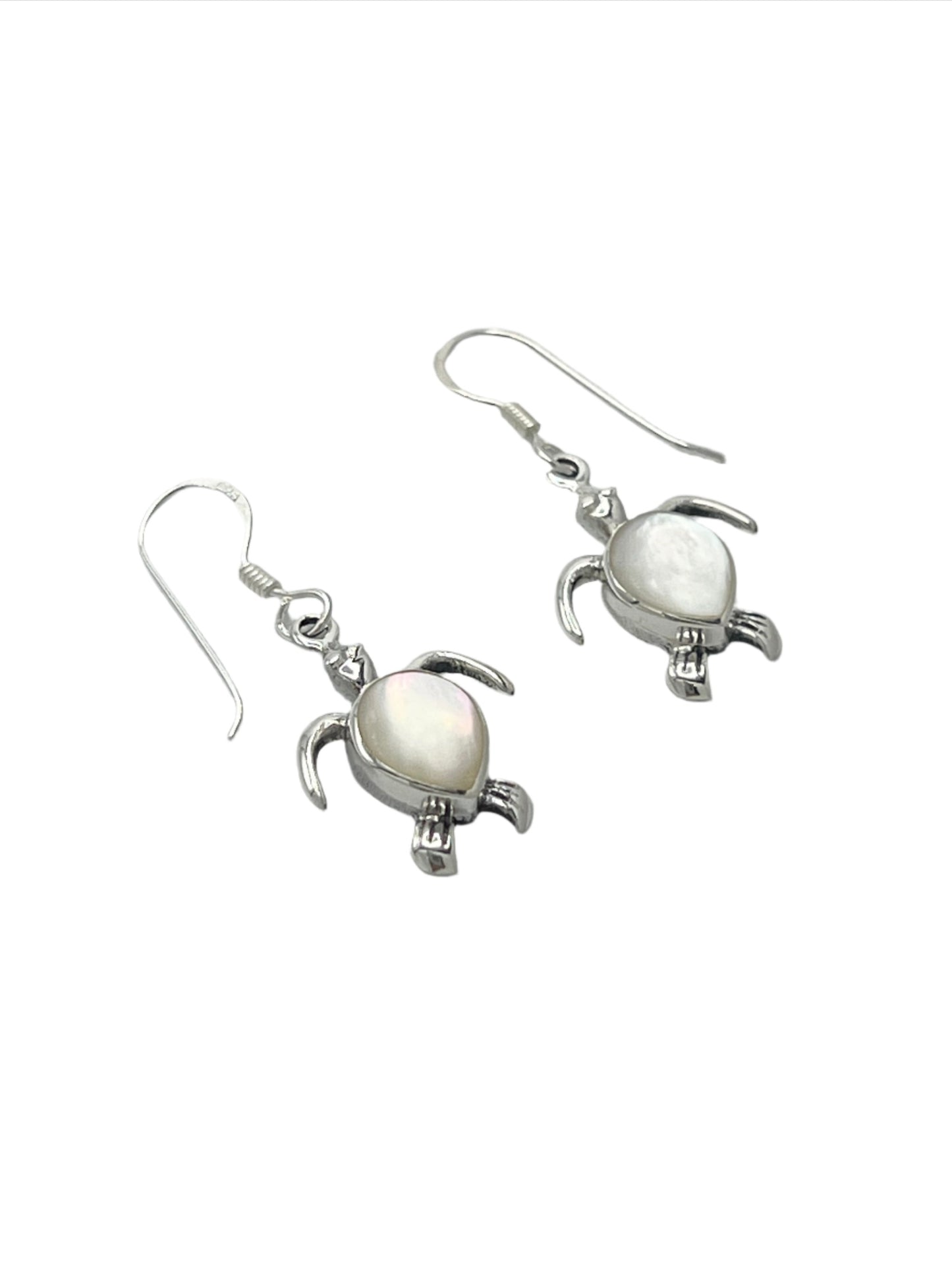 Sterling Silver Shell Sea Turtle Earrings